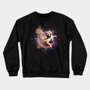 Mistic Cat: Space Walk with Cute Kitty - A Funny Mistic Retro Vintage Style Crewneck Sweatshirt